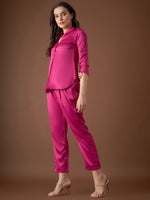 Box Pleat Shirt with pants in Pink Color