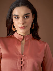 Box Pleat Shirt with pants in Rust Color