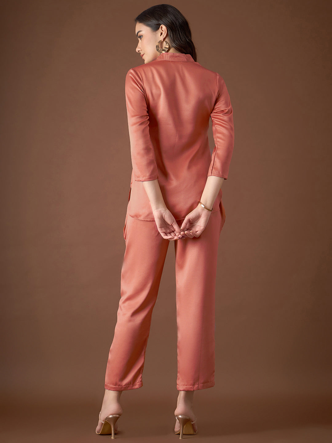 Box Pleat Shirt with pants in Rust Color