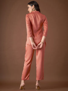 Box Pleat Shirt with pants in Rust Color