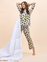 Kurta Pyjama Set in Green Fruit Print