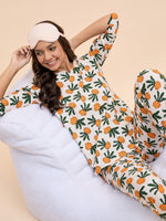 Kurta Pyjama Set in Orange Color Fruit Print