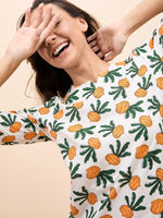 Kurta Pyjama Set in Orange Color Fruit Print