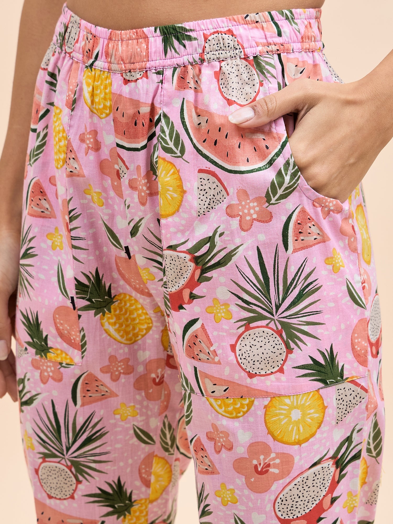 Kurta Pyjama Set in Pink Watermelon Print