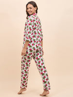 Shirt Pyjama Set in Pink color Fruit Print