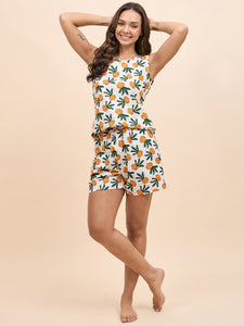 Kurta Shorts Set in Orange Color Fruit Print