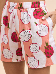 Kurta Shorts Set in Peach and Pink Dragonfruit Print