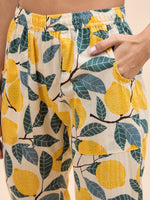 Kurta Pyjama Set in Yellow Lemon Print