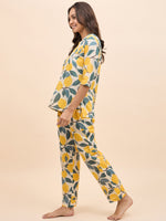 Kurta Pyjama Set in Yellow Lemon Print