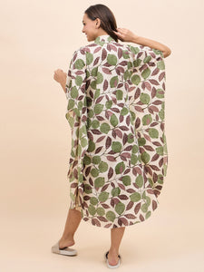 Long Kaftan Dress in Green Lemon Print