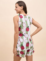 Kurta Shorts Set in Green and Pink DragonFruit Print