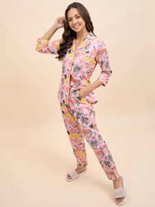 Shirt Pyjama Set in Pink Watermelon Print