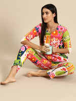 Kurta Pyjama nightwear Set in multi color Print