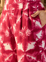 Rounded waist coat with loop buttons and Pants in Maroon Tie & Dye