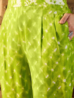 Box Pleat top with Pants Co-Ord Set in Lime Green Tie & Dye