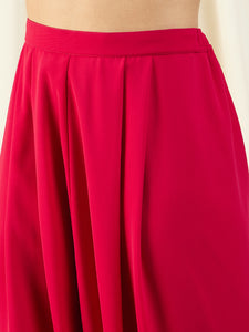 Short Kurta with Low Crotch Dhoti in Magenta Color