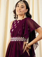 Pre-Draped Sarree with Blouse in Pruple Color