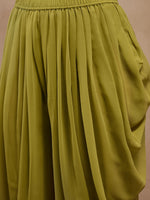 Flare kurta with dhoti pants in Olive Color