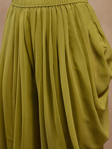 Flare kurta with dhoti pants in Olive Color