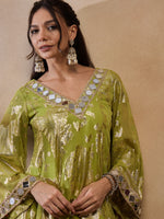 Flare kurta with dhoti pants in Olive Color