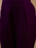 crop top with bell bottom pants and jacket in Purple Color