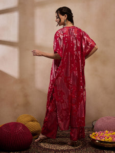 Kaftan with pants in Red Color