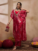 Kaftan with pants in Red Color