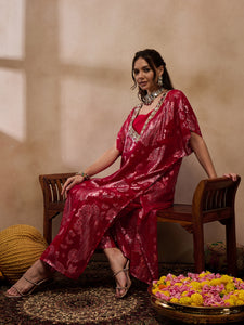 Kaftan with pants in Red Color