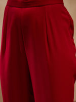 crop top with bell bottom pants and jacket in Red Color