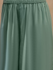 Box Pleat flare kurta with palazzo in Sea Green Color