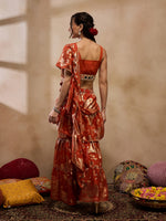 Crop Top with Sharara and frill Dupatta in Rust Color