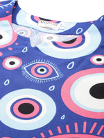 Kurta Pyjama nightwear Set in Blue Evil Eye Print