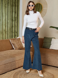 Bell Bottom Pants in Blue corduroy