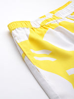 Kurta Shorts nightwear Set in Yellow Print