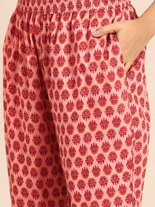 Kurta Pyajama with gota work in Pink Buti Print