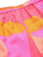 Kurta Shorts nightwear Set in Pink and Orange Print