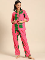 Shirt Pyjama nightwear set Pink Color Print