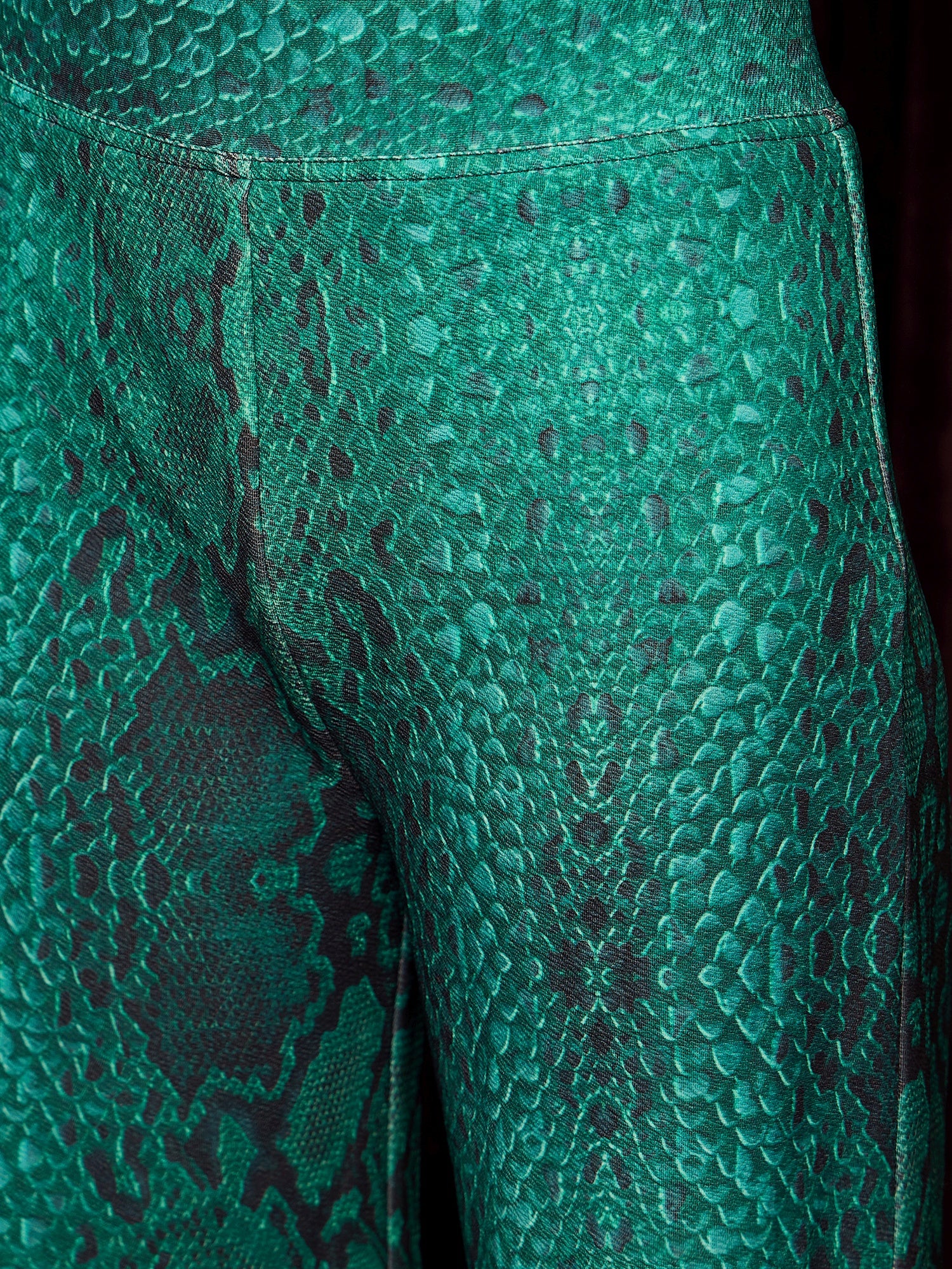 Boat Neck Coord Set in Green Snake Print