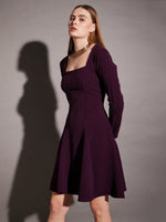 Short Flare Dress with cut-out back in Purple Color