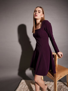 Short Flare Dress with cut-out back in Purple Color