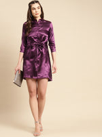 Front knot shirt dress in Purple