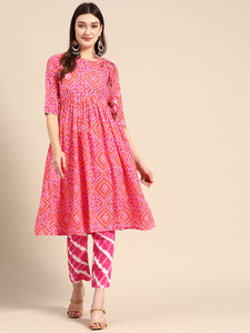 Anghrakha style Kurta with palazzo in Pink