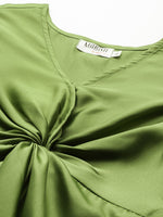 Front Twist Midi Dress in Green