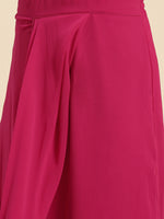 Blouse with prestiched frill gown in Magenta