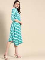 Front Cowl Midi Dress in Aqua Blue