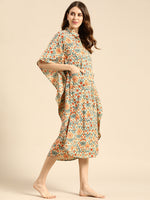 Kaftan with pockets in Floral Block Print