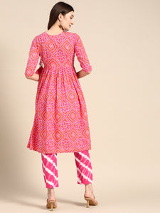 Anghrakha style Kurta with palazzo in Pink