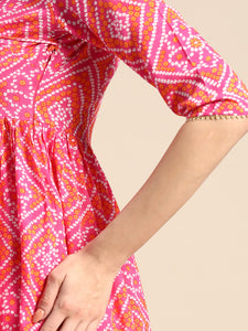 Anghrakha style Kurta with palazzo in Pink