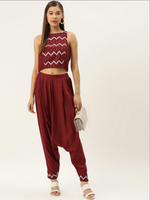 Crop top with Dhoti Pants in Maroon