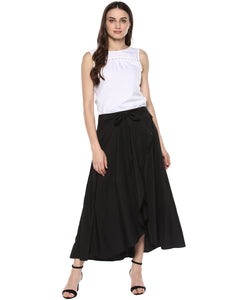 Overlap midi skirt in black